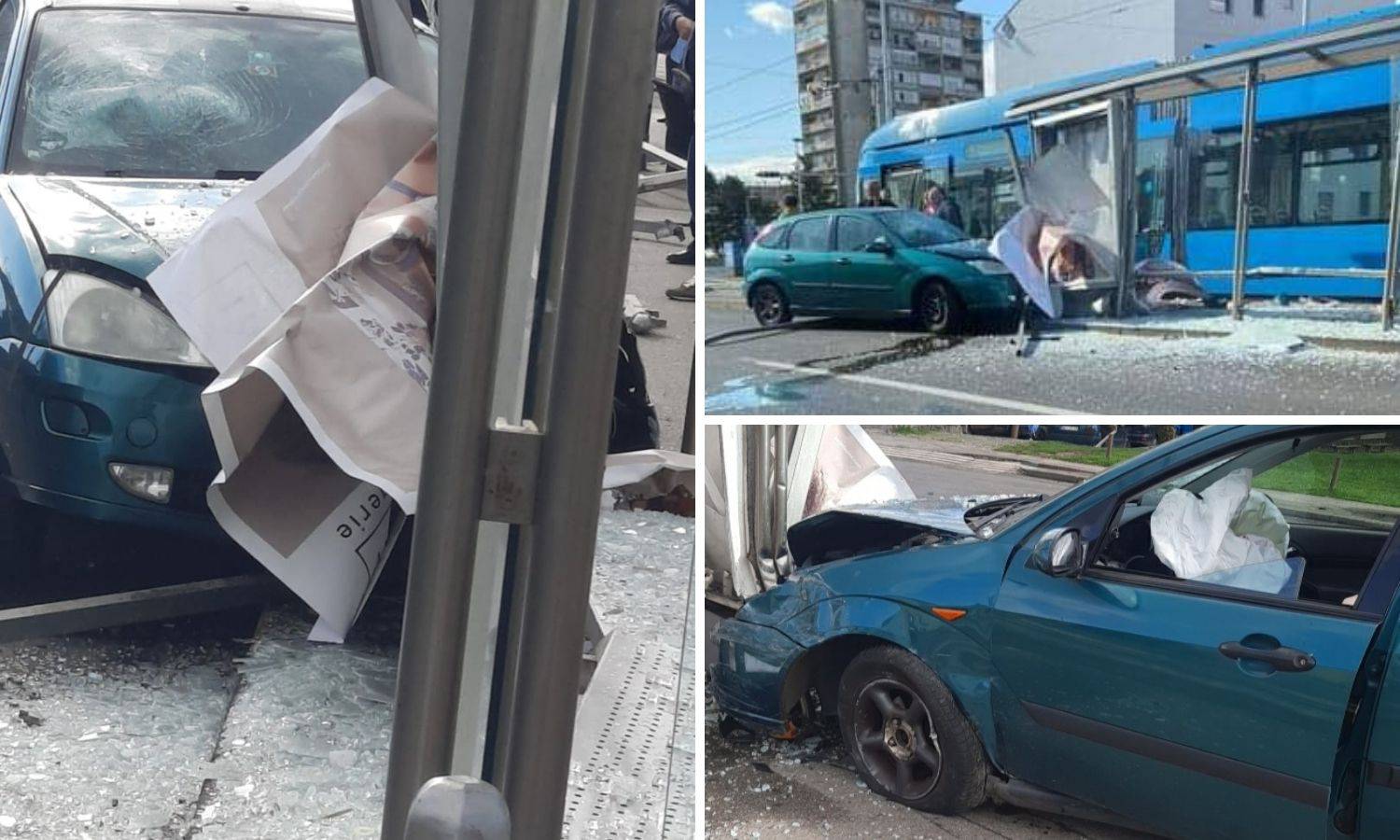 Autom se zabio u stanicu: 'Sreća da nitko nije stradao! Oštetio je tramvaj, razbio staklo, ogradu'
