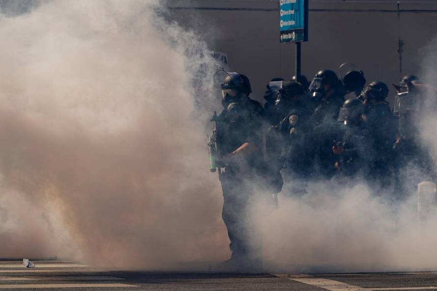 Protest against federal immigration sweeps, in Los Angeles