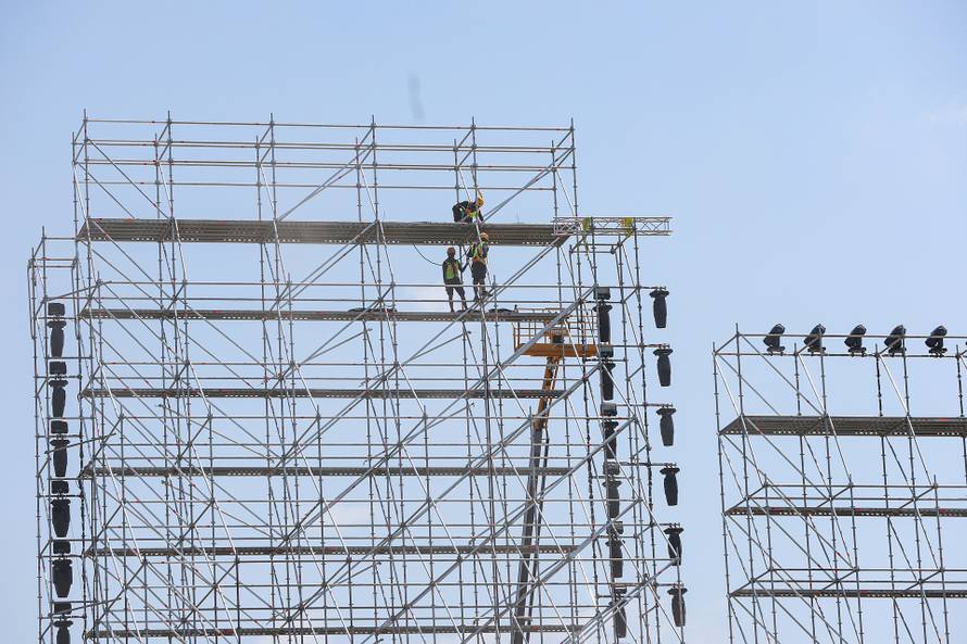 Zagreb: Radovi na izgradnji pozornice za koncert Marka Perkovića Thompsona