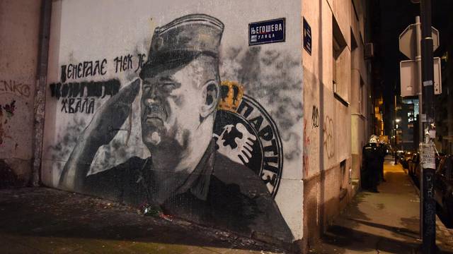 A mural of former Bosnian Serb military chief Ratko Mladic