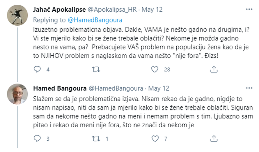 Hamed komentirao žene koje nose tajice pa nastala rasprava