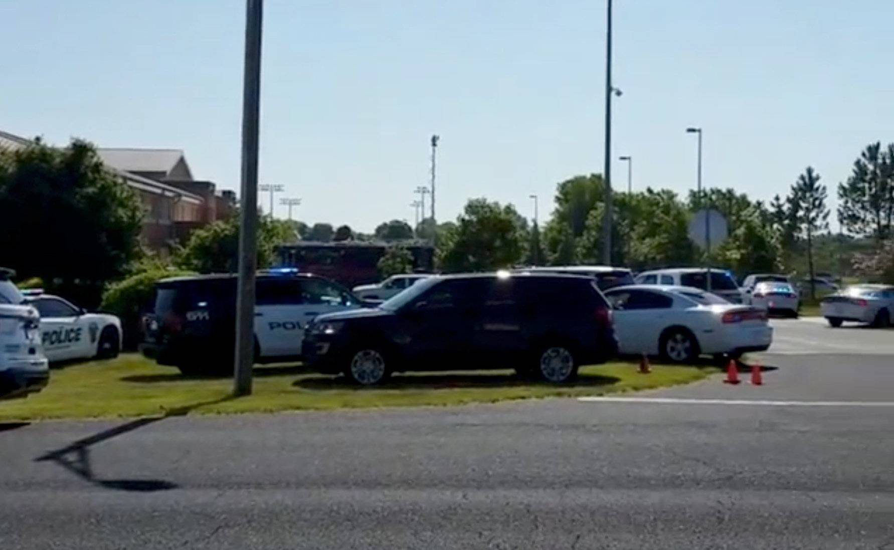 Police is seen near Noblesville West Middle School in Noblesville, Indiana