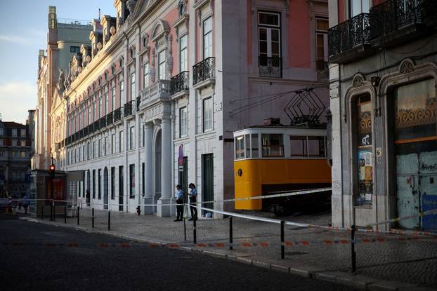 Aftermath of the Gloria Funicular accident in Lisbon