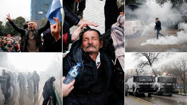 Prosvjednici napali policiju u Albaniji kamenjem, rastjerali ih suzavcem i vodenim topovima