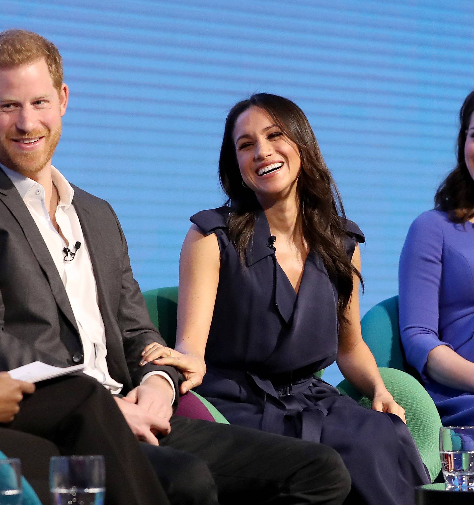 Britain's Catherine, Duchess of Cambridge and Prince Harry and his fiancee Meghan Markle attend the first annual Royal Foundation Forum held at Aviva in London