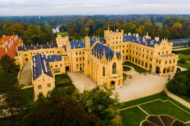 Aerial view of Lednice palace