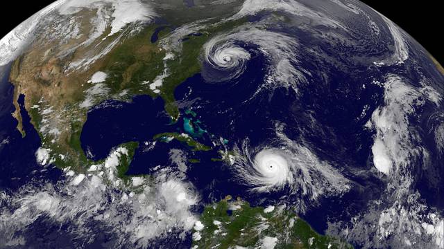 NOAA's GOES East satellite image of Hurricane Maria and Hurricane Jose in the Atlantic Ocean