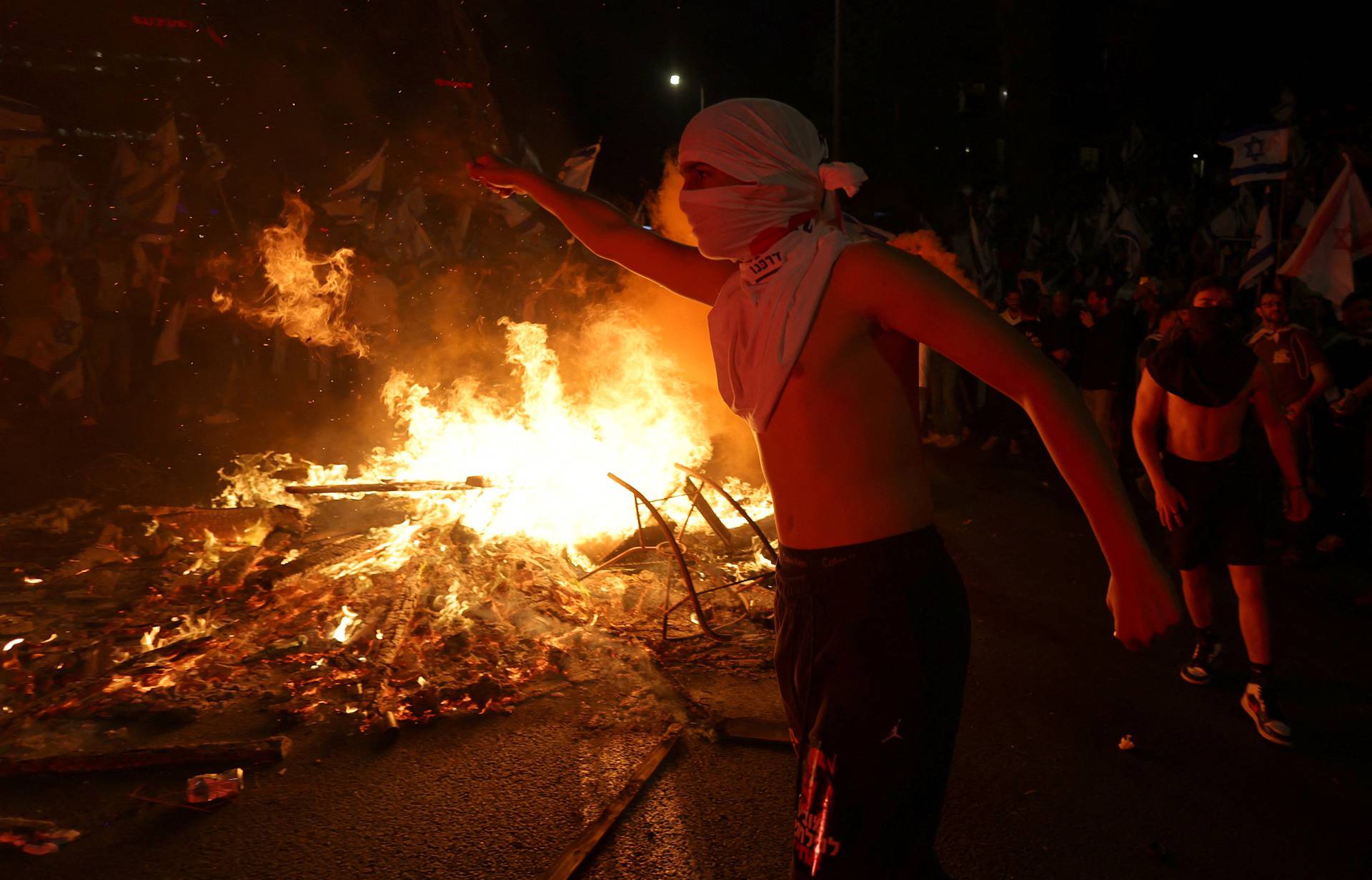 Protests against Israel's judicial overhaul and dismissing the defense minister, in Tel Aviv