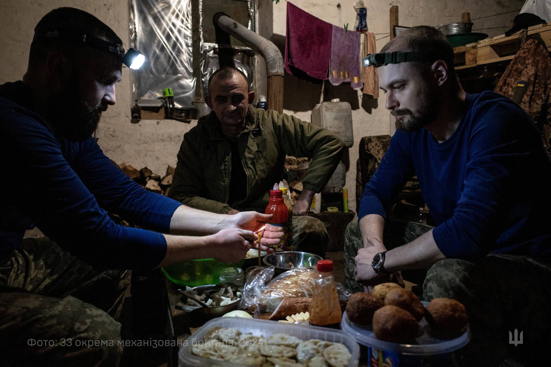 Ukrainian servicemen celebrate Christmas Eve in a front line in Dnipropetrovsk region