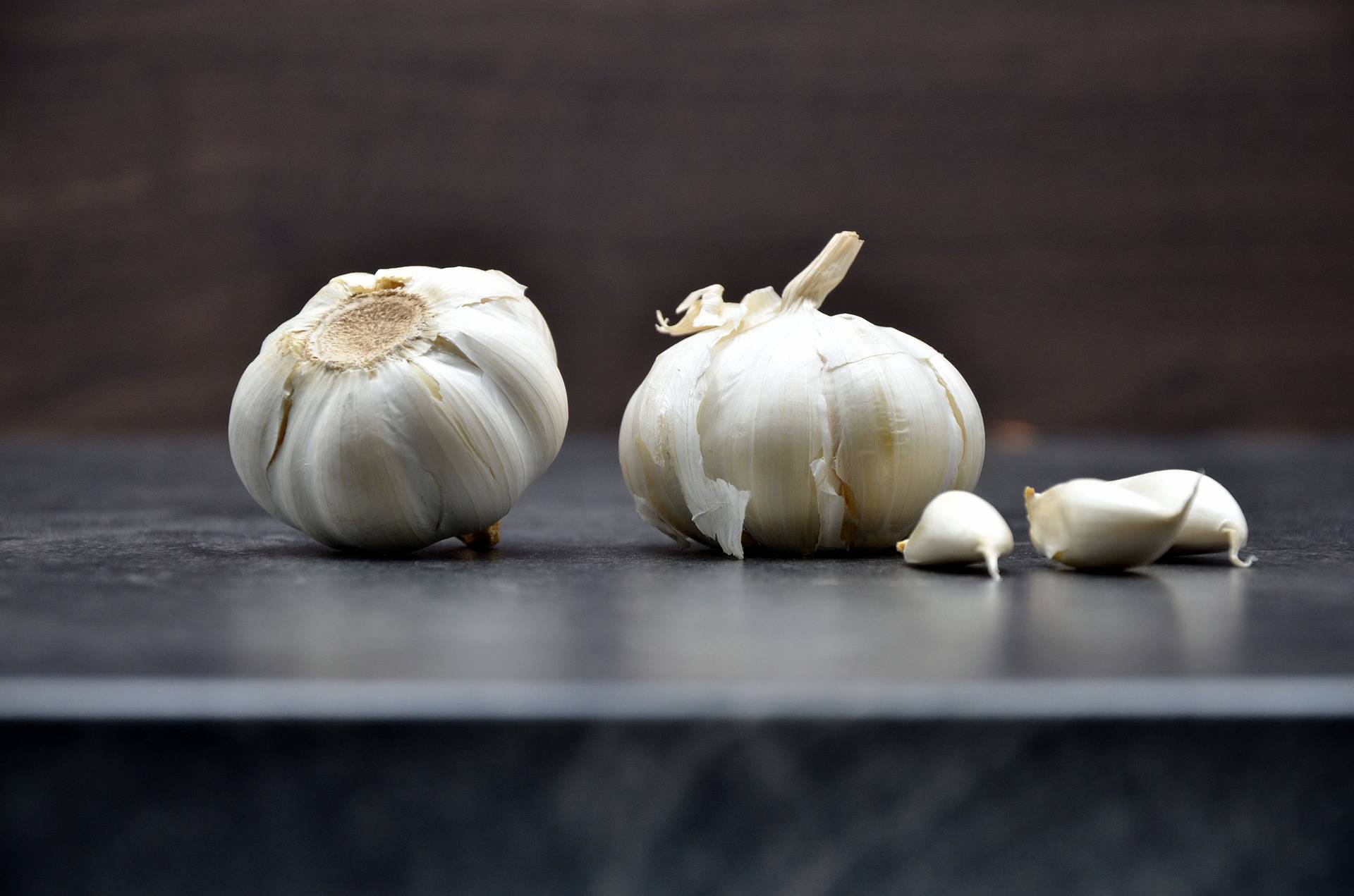 Garlic on black background