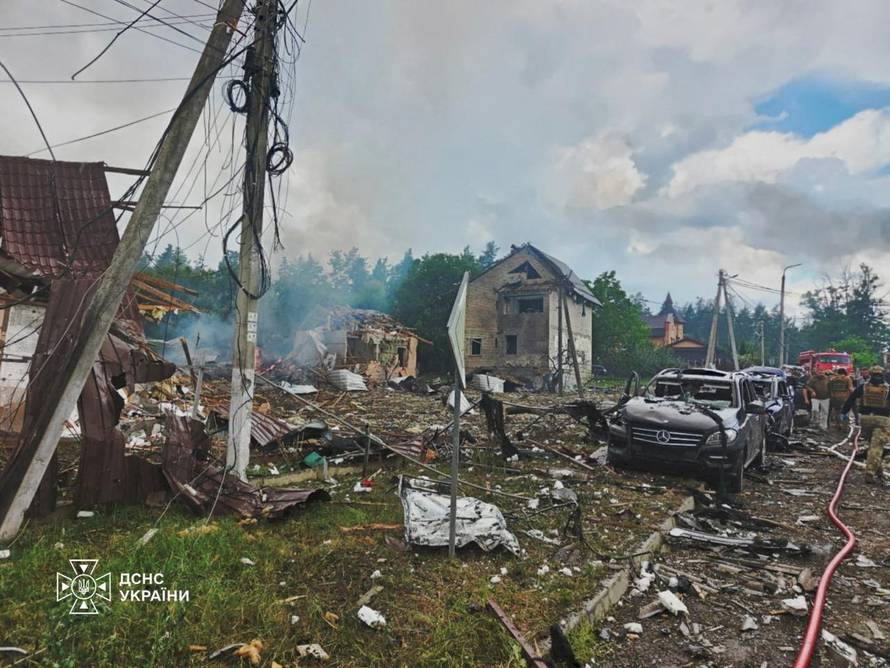 Aftermath of a Russian missile attack in Kyiv region