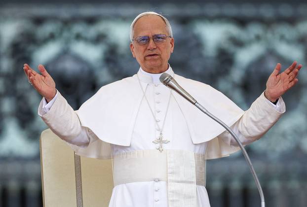 FILE PHOTO: Pope Leo XIV holds his first general audience in St. Peter's Square, at the Vatican
