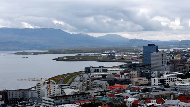 General view shows city of Reykjavik, seen from Hallgrimskirkja church