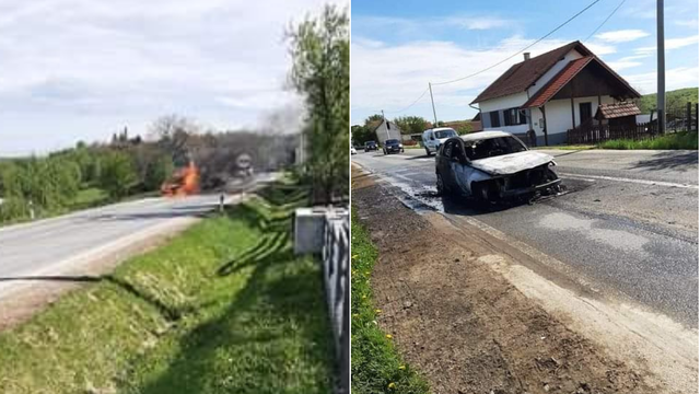 VIDEO Kod Virovitice je čekao da prođu ovce, zapalio mu se BMW