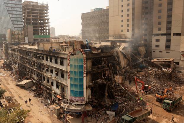 Aftermath of fire in a shopping mall in Karachi