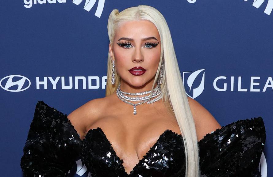 Christina Aguilera wearing Luis De Javier arrives at the 34th Annual GLAAD Media Awards Los Angeles