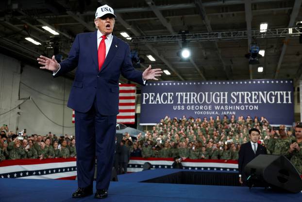 U.S. President Donald Trump visits the aircraft carrier USS George Washington at Commander, Fleet Activities Yokosuka Navy base in Yokosuka