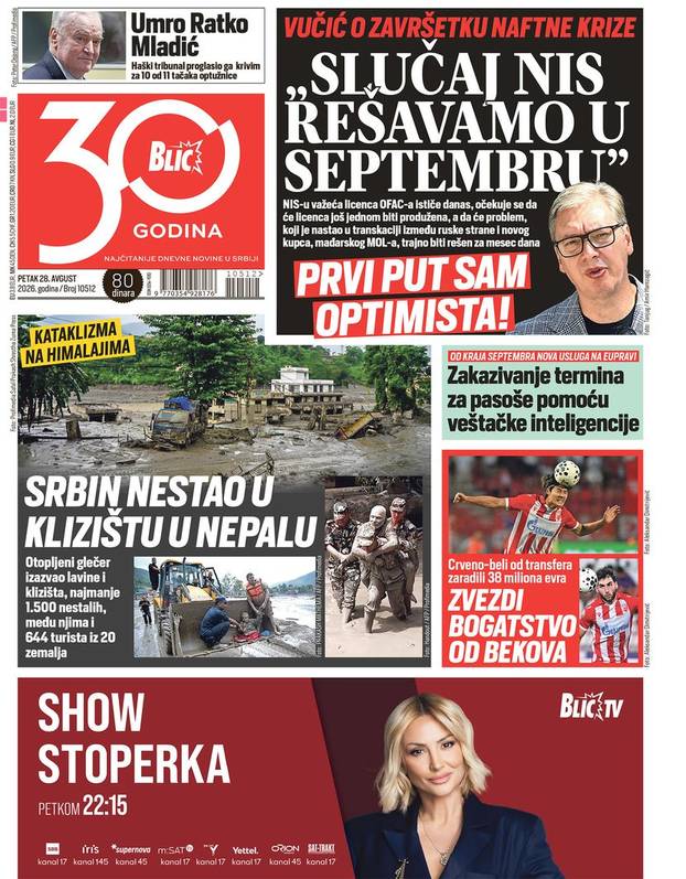 Naslovnice srpskih medija: 'Ubijen Mladić!', 'Umro s krstom u ruci', 'Bog uzeo generala'
