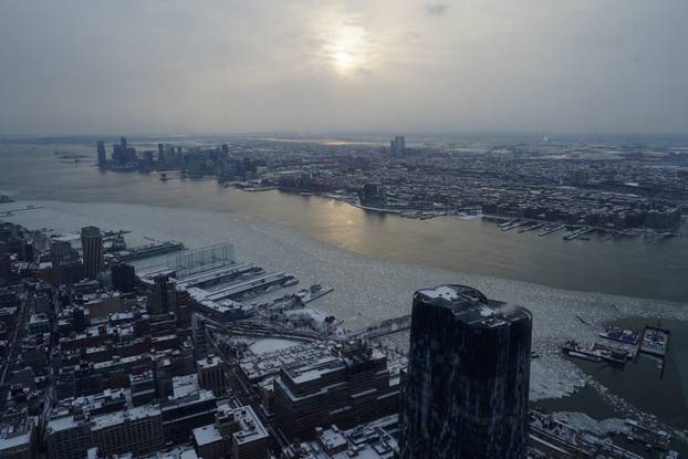 The Hudson River as seen from an observation deck at the Edge, at Hudson Yards in New York City