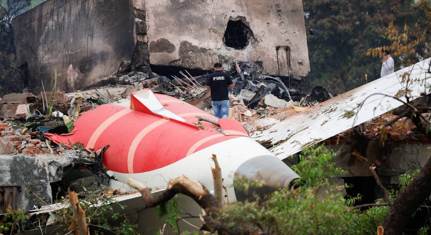 Aftermath of the Air India crash during take-off, in Ahmedabad