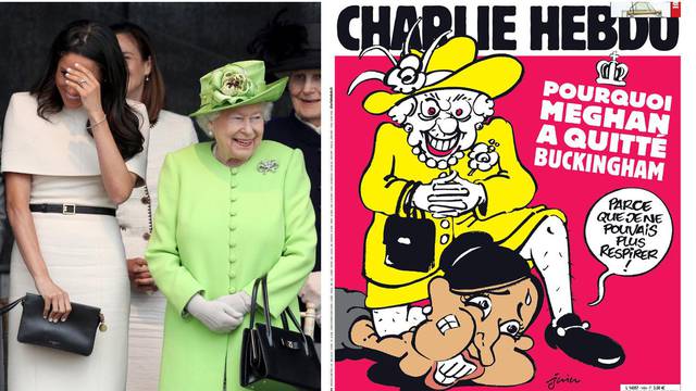 Charlie Hebdo opet je šokirao: Kraljica drži koljeno na Meghan