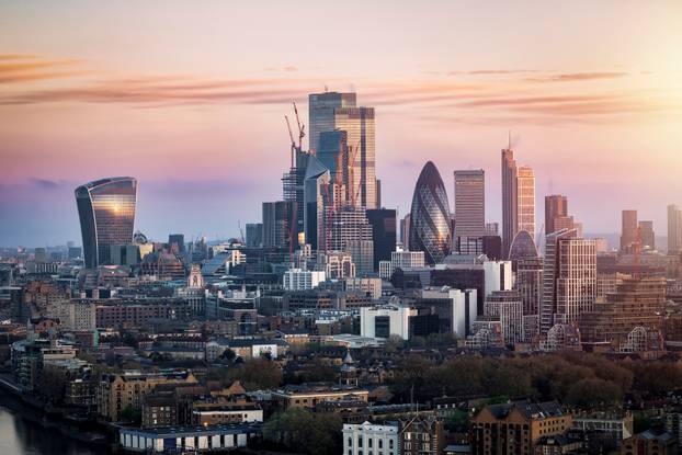Sunrise view of the City of London