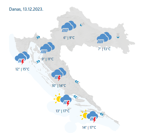 Alarm za cijelu zemlju: Obilna kiša, grmljavinski pljuskovi i temperature koje rastu do 17 °C