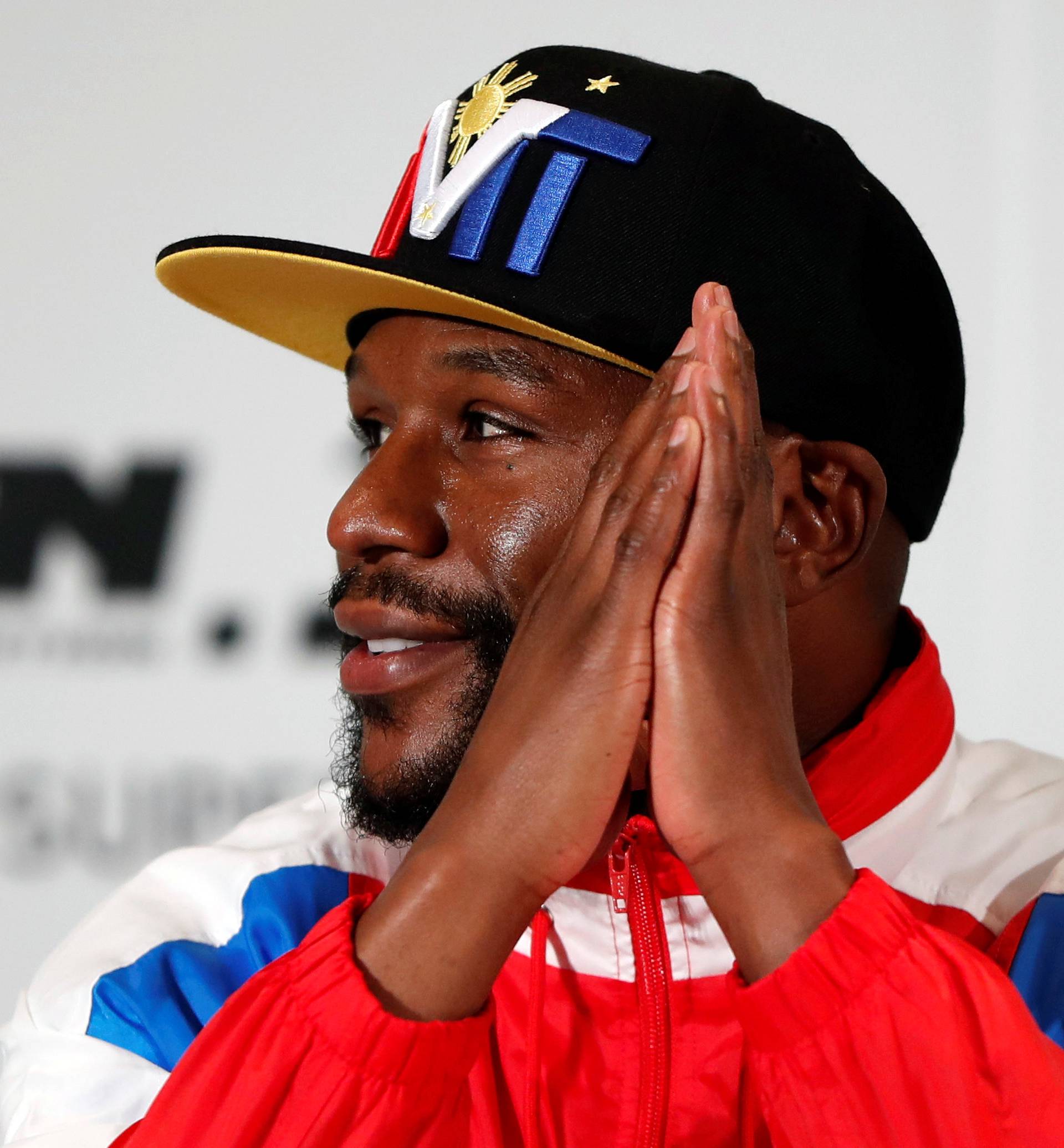 Boxer Floyd Mayweather Jr. of the U.S. attends a news conference in Tokyo