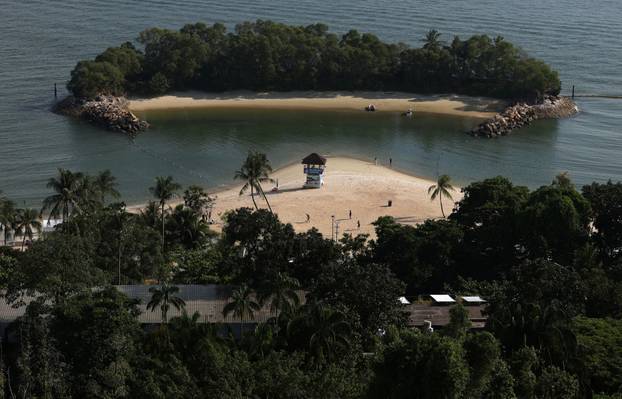 A view of Siloso Beach on Sentosa Island in Singapore