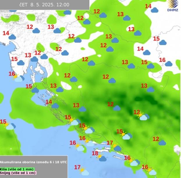 Prognoza za četvrtak, 8. svibnja.