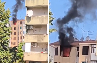 VIDEO Zapalio se stan u Rovinju: 'Plamen i crni dim izlazili su kroz prozor stana'