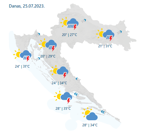 Danas narančasto upozorenje za veći dio Hrvatske: Čeka nas jak vjetar, nestabilno vrijeme i kiša