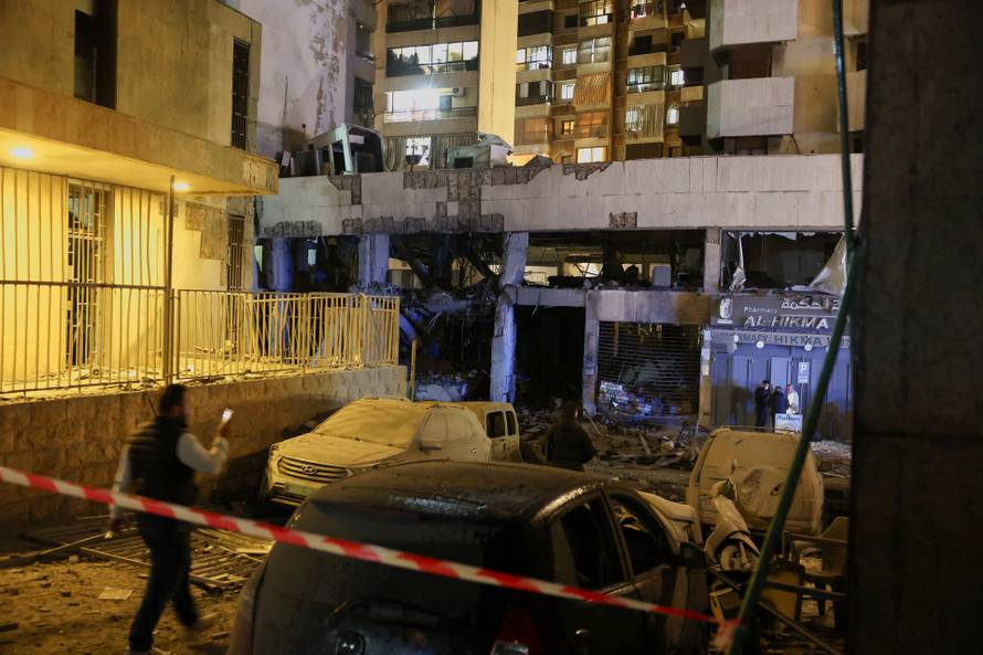 Aftermath of a reported Israeli strike in Zuqaq al-Blat, central Beirut