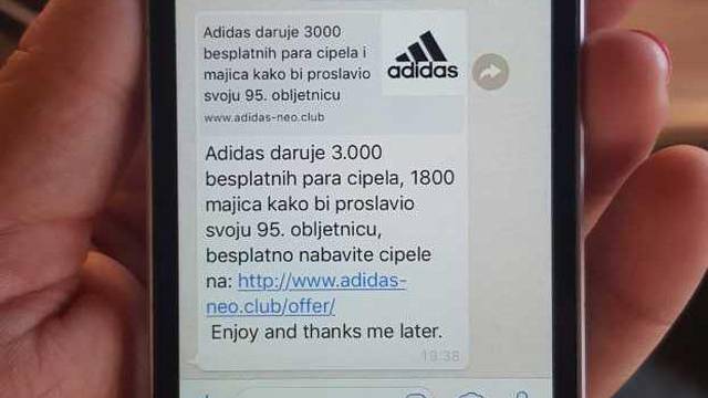 Ne otvarajte poruku 'Adidasa' na WhatsAppu - to je prevara!