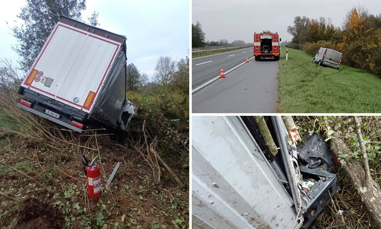 Nova nesreća na A3: Sudarili se kombi i kamion, teretnjakom probio ogradu i izletio u jarak