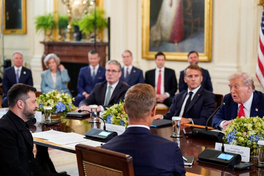 U.S. President Trump meets with Ukrainian President Zelenskiy and European leaders, in Washington, D.C.