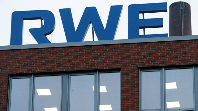 FILE PHOTO: The logo of RWE is pictured at its headquarters