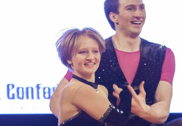 FILE PHOTO: File photo of Katerina Tikhonova dancing with Ivan Klimov during the World Cup Rock'n'Roll Acrobatic Competition in Krakow