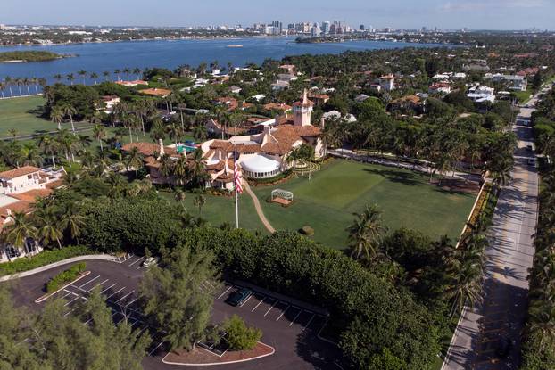 An aerial view of former U.S. President Donald Trump's Mar-a-Lago home in Palm Beach