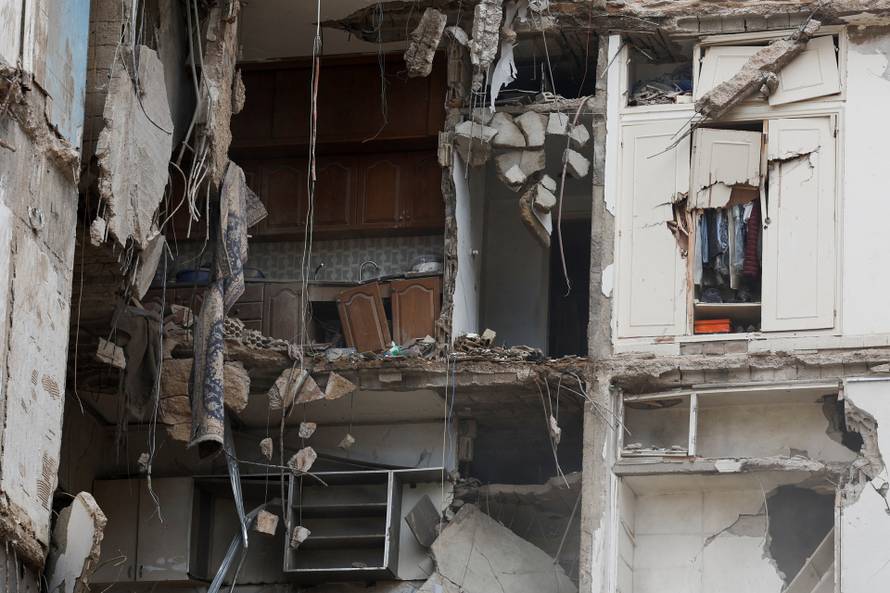 Aftermath of an Israeli strike carried out on Wednesday, in Tallet El Khayat in Beirut