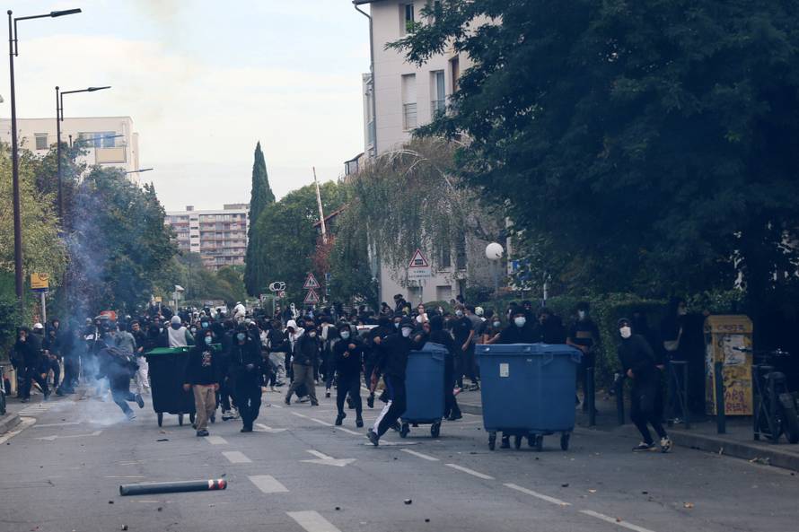 French high school students protest in France