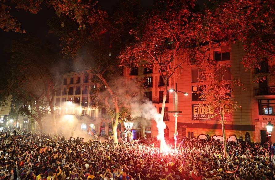 LaLiga - FC Barcelona fans celebrate winning LaLiga