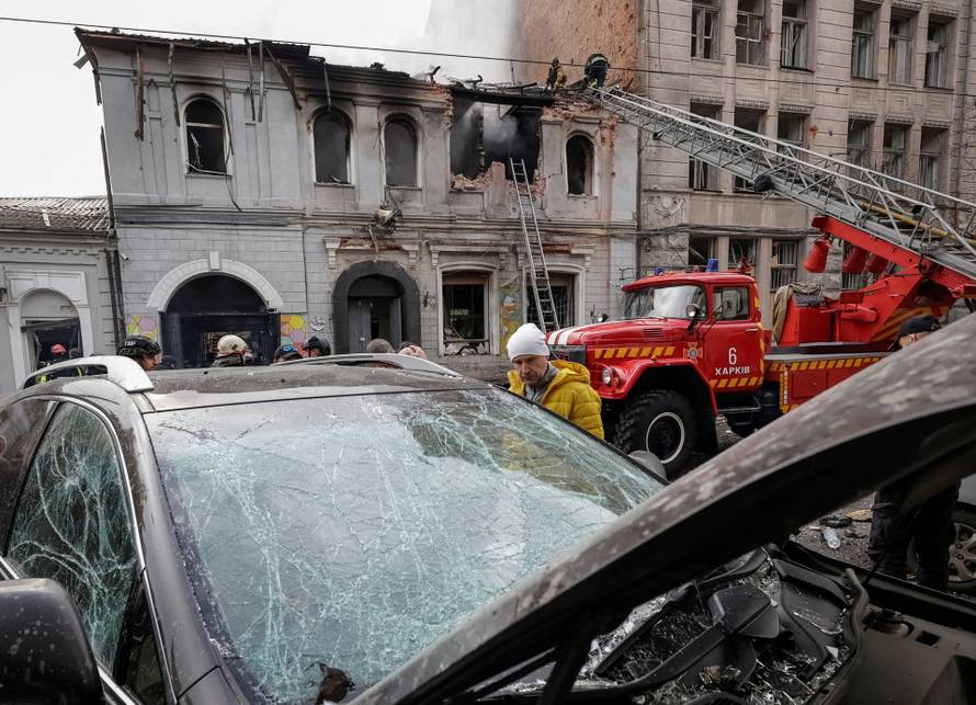 Aftermath of a Russian drone attack in Kharkiv
