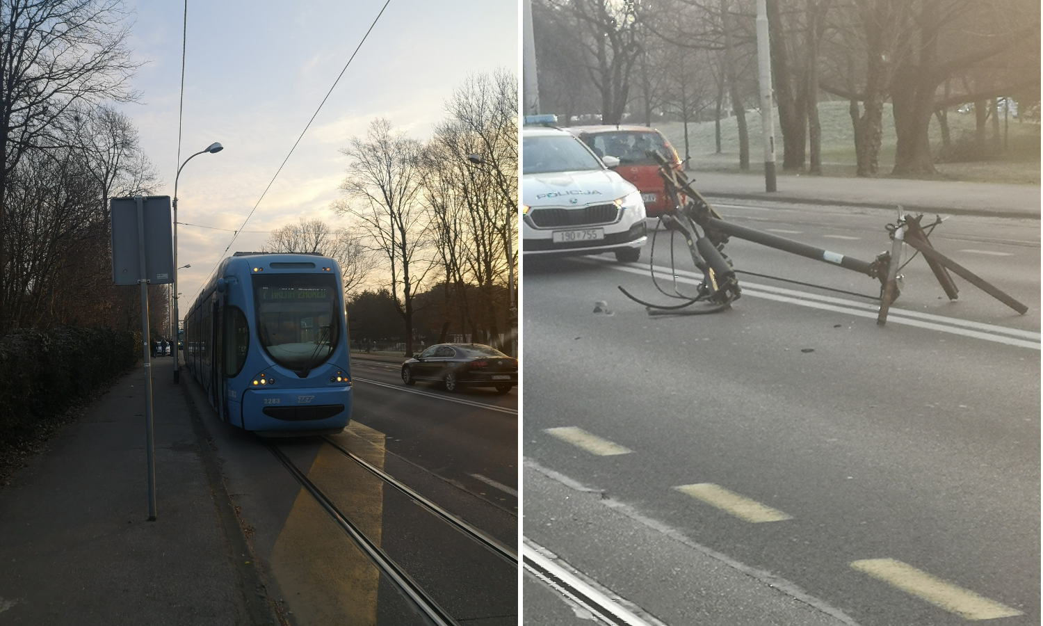 Dio tramvaja pao je na auto u Zagrebu: 'Da je bilo na šajbu, vozač se ne bi dobro proveo'