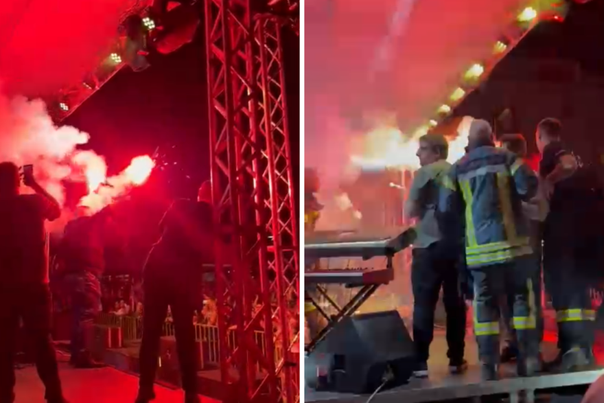 Šef zaprešićke HVIDRA-e mahao bakljama pa se slučajno zapalio dok je Škoro pjevao 'Sude mi'