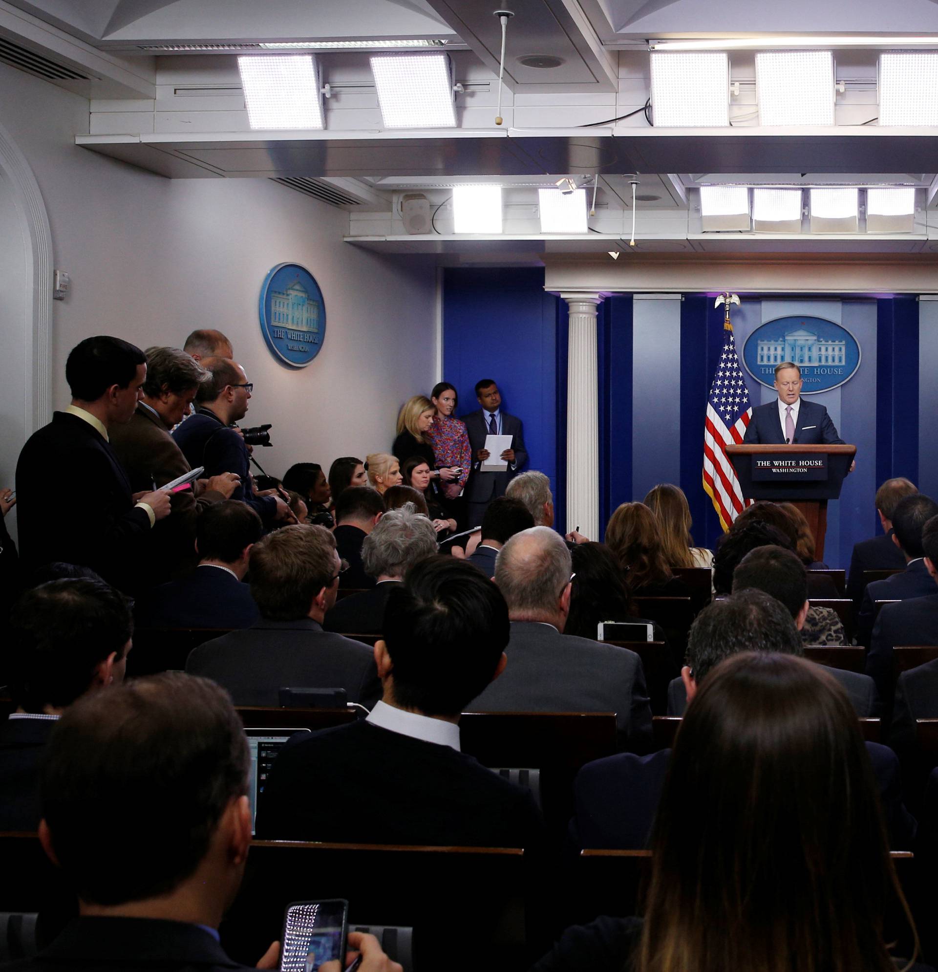 White House spokesman Sean Spicer holds a press briefing at the White House in Washington