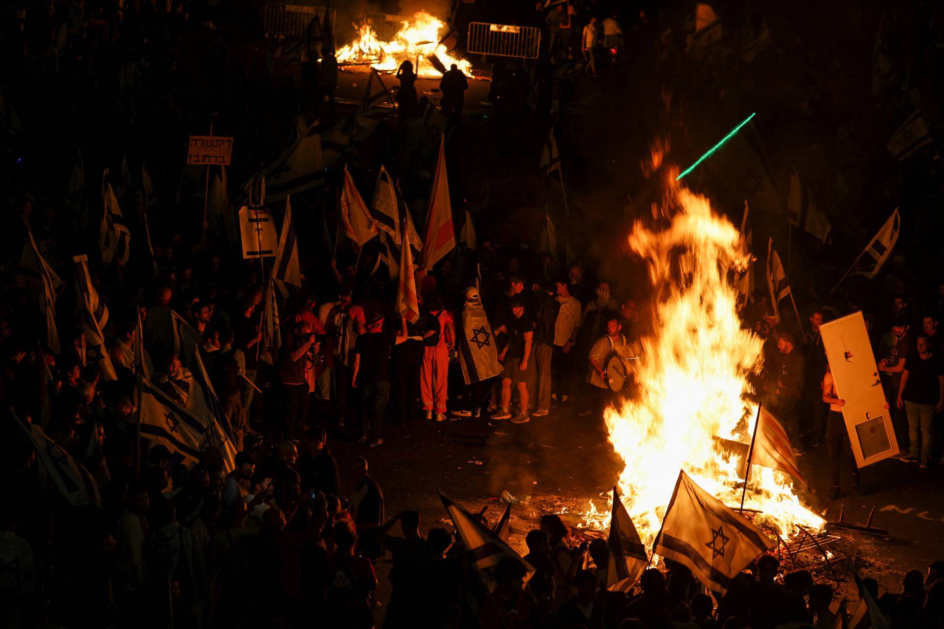 Protests against Israel's judicial overhaul and dismissing the defense minister, in Tel Aviv