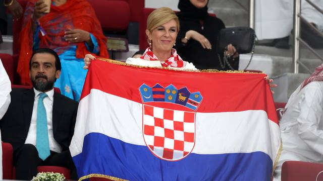 KATAR 2022 - Kolinda Grabar Kitarović na stadionu prati utakmicu Hrvatske i Maroka