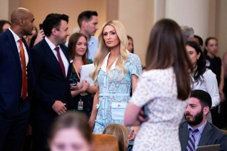 Paris Hilton testifies before the U.S. House Ways & Means Committee, in Washington
