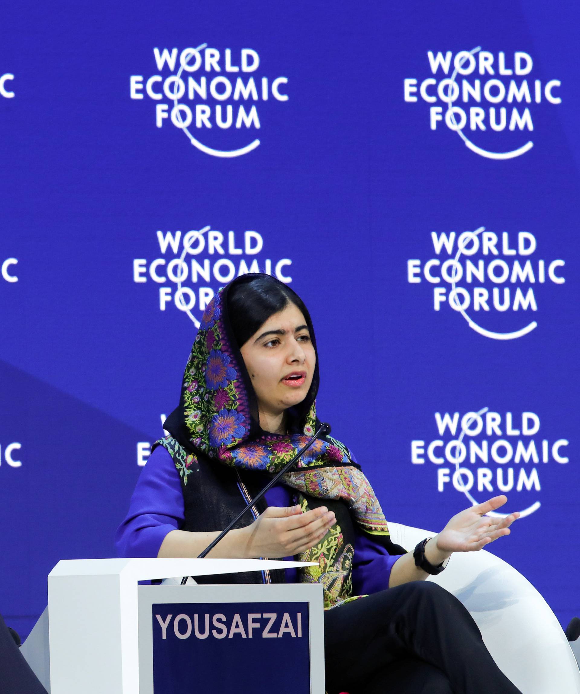 Canada's Prime Minister Justin Trudeau and Malala Yousafzai, Girls' Education Activist and Co-Founder of Malala Fund, attend the World Economic Forum (WEF) annual meeting in Davos